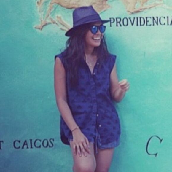 Lou & Grey blue with black embroidered pattern sleeveless button front top sz M - Picture 1 of 6